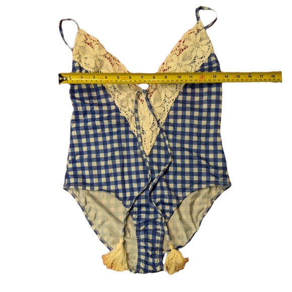 🌸HOST PICK🌸 NWOT ASOS Kiss The Sky Festival Gingham Bodysuit Lace Tassels - Picture 6 of 6
